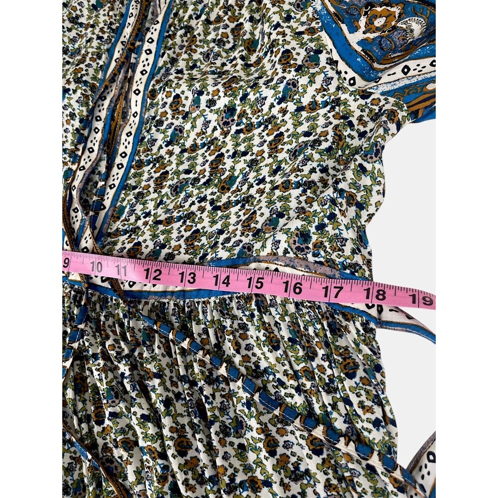 Free People Happy Feelings Maxi Dress Boho Prairie Floral Tassels Border Print S - Picture 11 of 16